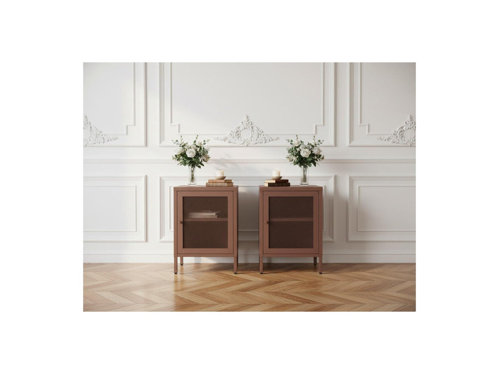 Clara - Set of 2 1-Door Bedside Tables - Limited Edition Metal