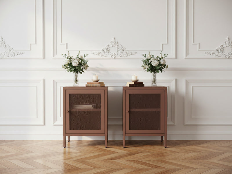 Set Of 2 Nightstands 1 Door Clara Metal Limited Edition
