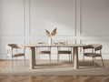 Sasha - Ensemble Avec Table À Manger Ovale + Chaises Rosa - Tissu Velours Beige - Lot De 4 Chaises