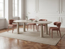 Sasha - Conjunto - Con mesa de comedor ovalada beige + sillas de tela texturizada Mila - Conjunto de 4 sillas