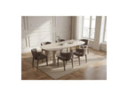 Sasha - Set - With Beige Oval Dining Table + Mila Textured Fabric Chairs - Set of 6 Chairs