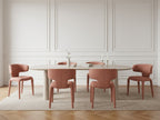 Sasha - Set - With Beige Oval Dining Table + Mila Textured Fabric Chairs - Set of 6 Chairs