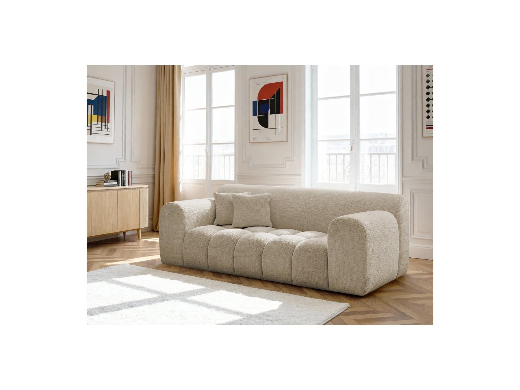 Melisse - Fixed Straight 2-Seater Sofa - Textured Fabric