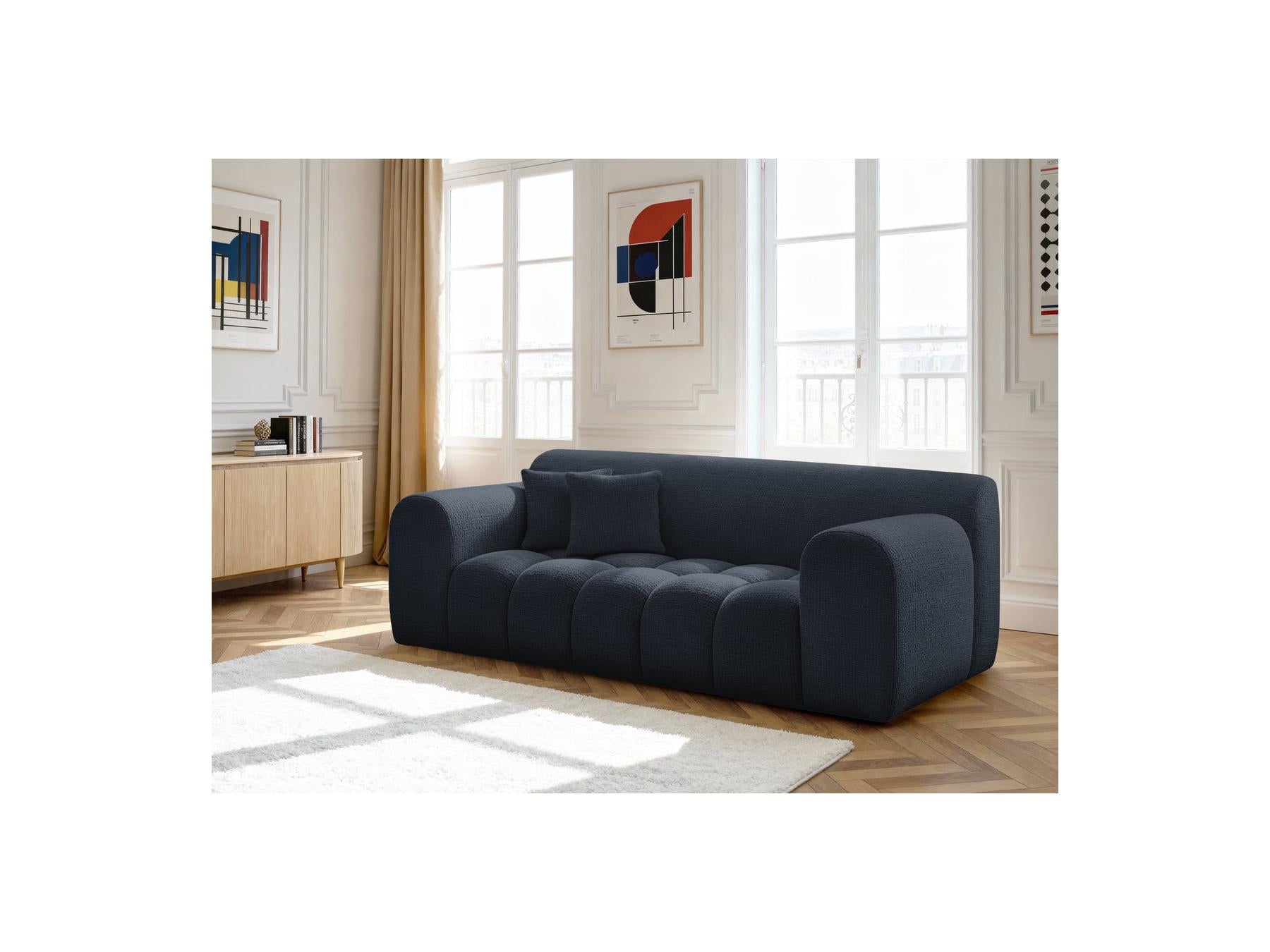 Melisse - Fixed Straight 2-Seater Sofa - Textured Fabric