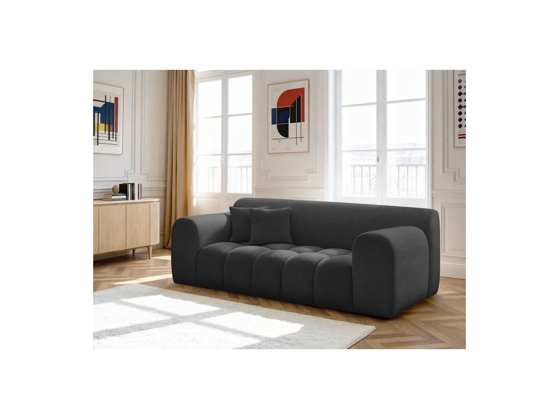 Melisse - Fixed Straight 2-Seater Sofa - Textured Fabric