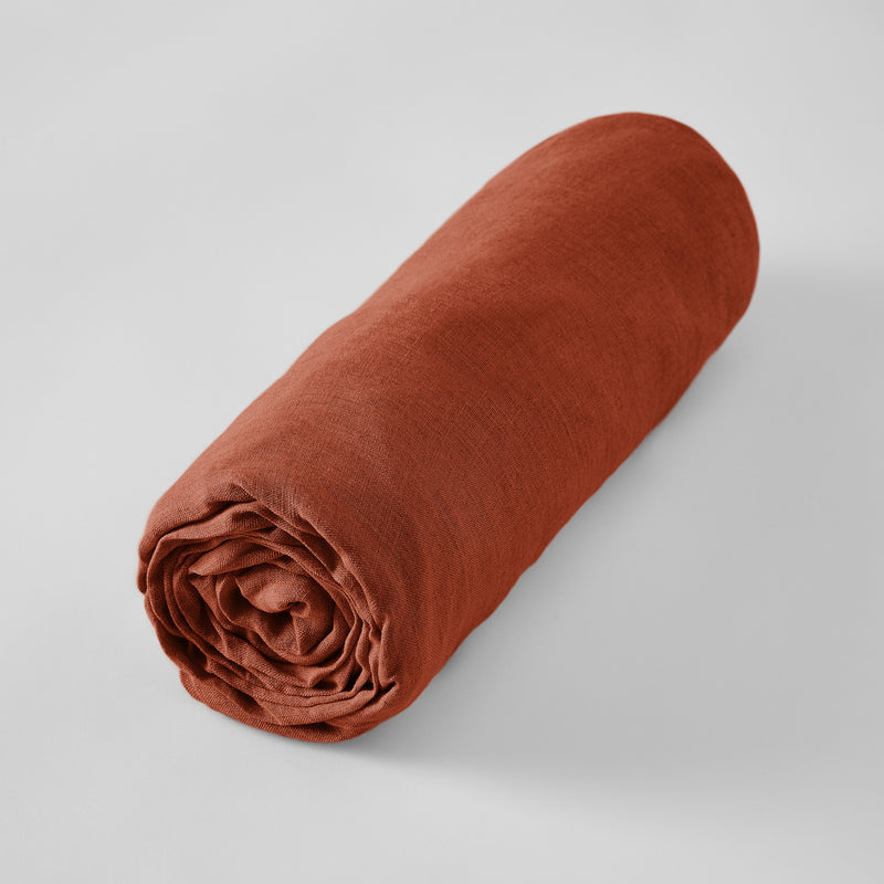 Drap Housse - Lin Lavé - Soline - Paprika