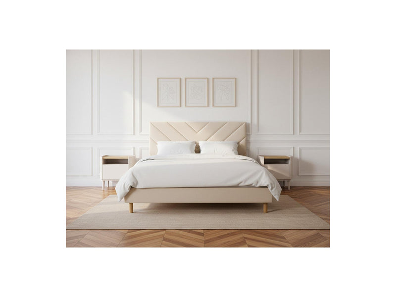 Romane - Lit Avec Lattes Massives - Tissu Velours