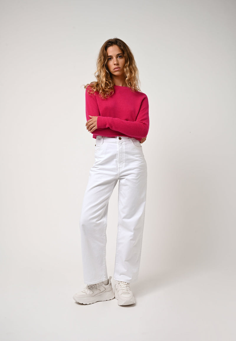 Round Neck Sweater - Ecrin - Pink