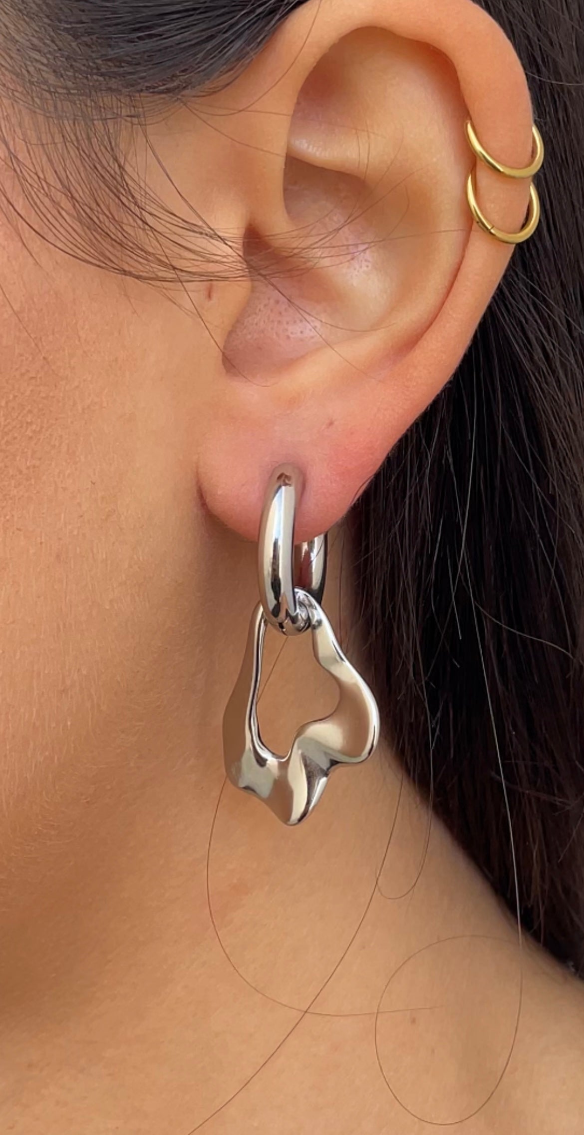 Leaf X Hoop Earrings