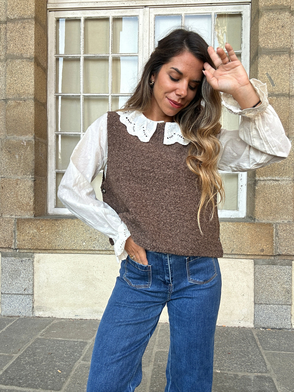 Jersey sin mangas Louisa marrón