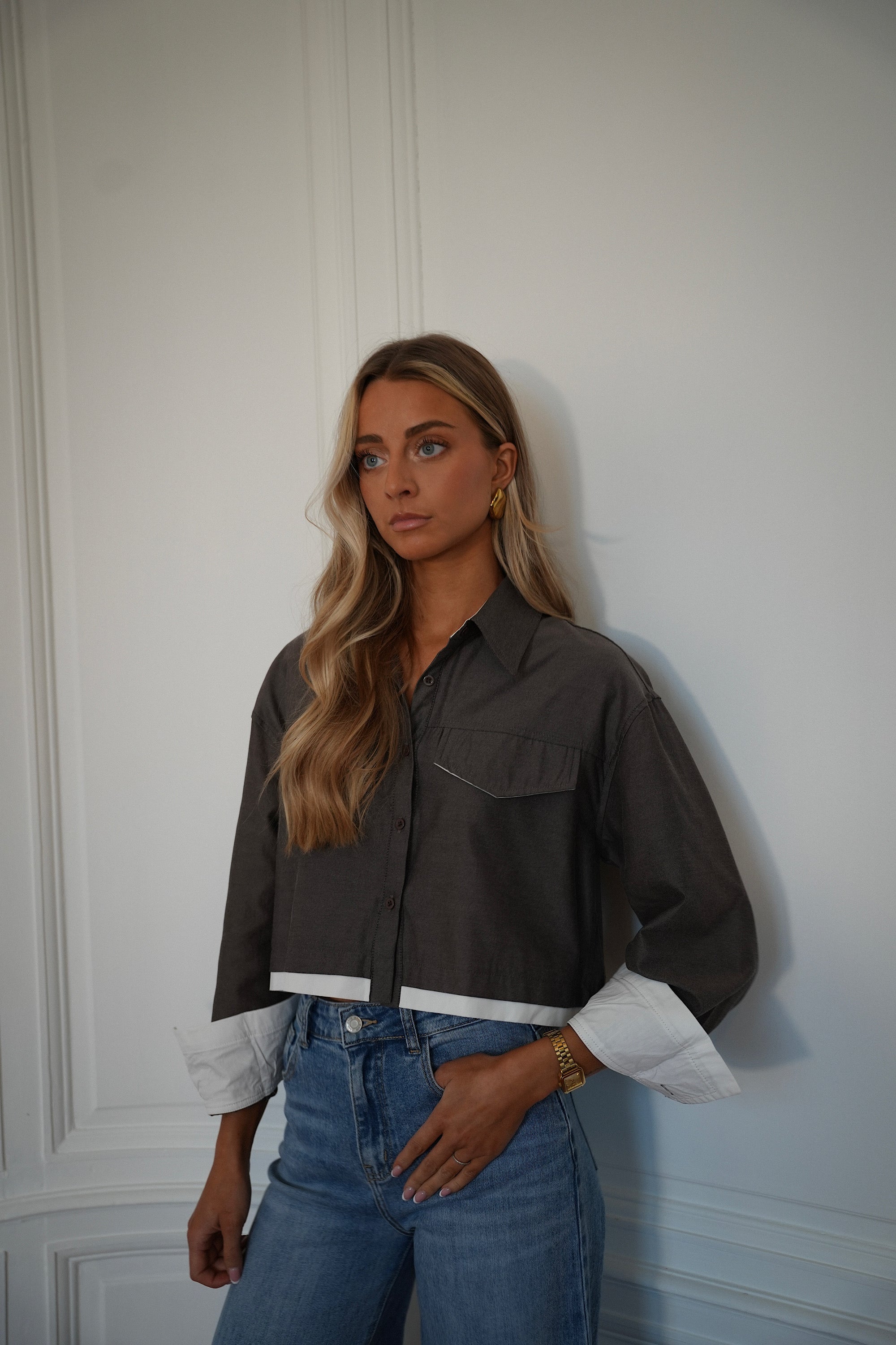 Valencia Taupe - Crop Shirt