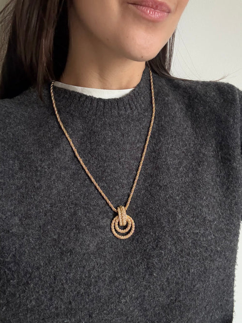 Collier Christian Dior Vintage - Pendentif Anneaux Entrelacés