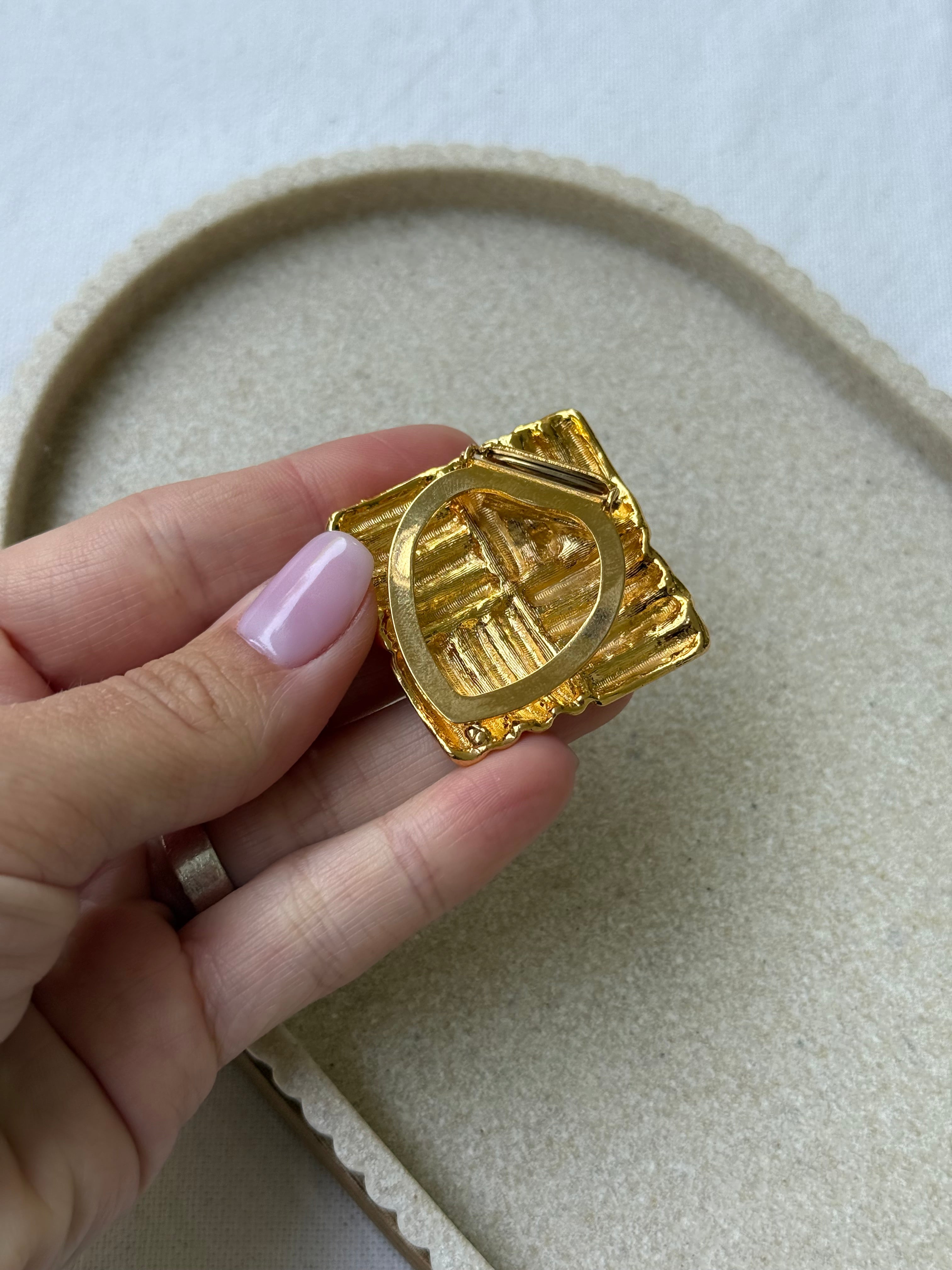 Anillo de bufanda vintage - Relieve texturizado dorado