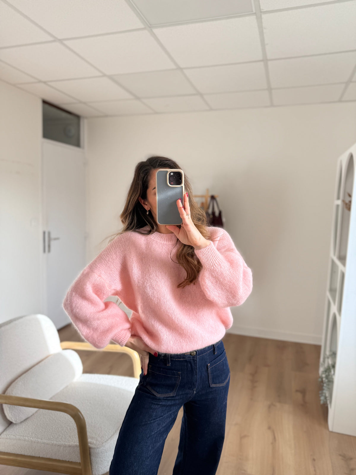 Gaia baby pink mohair and wool knit