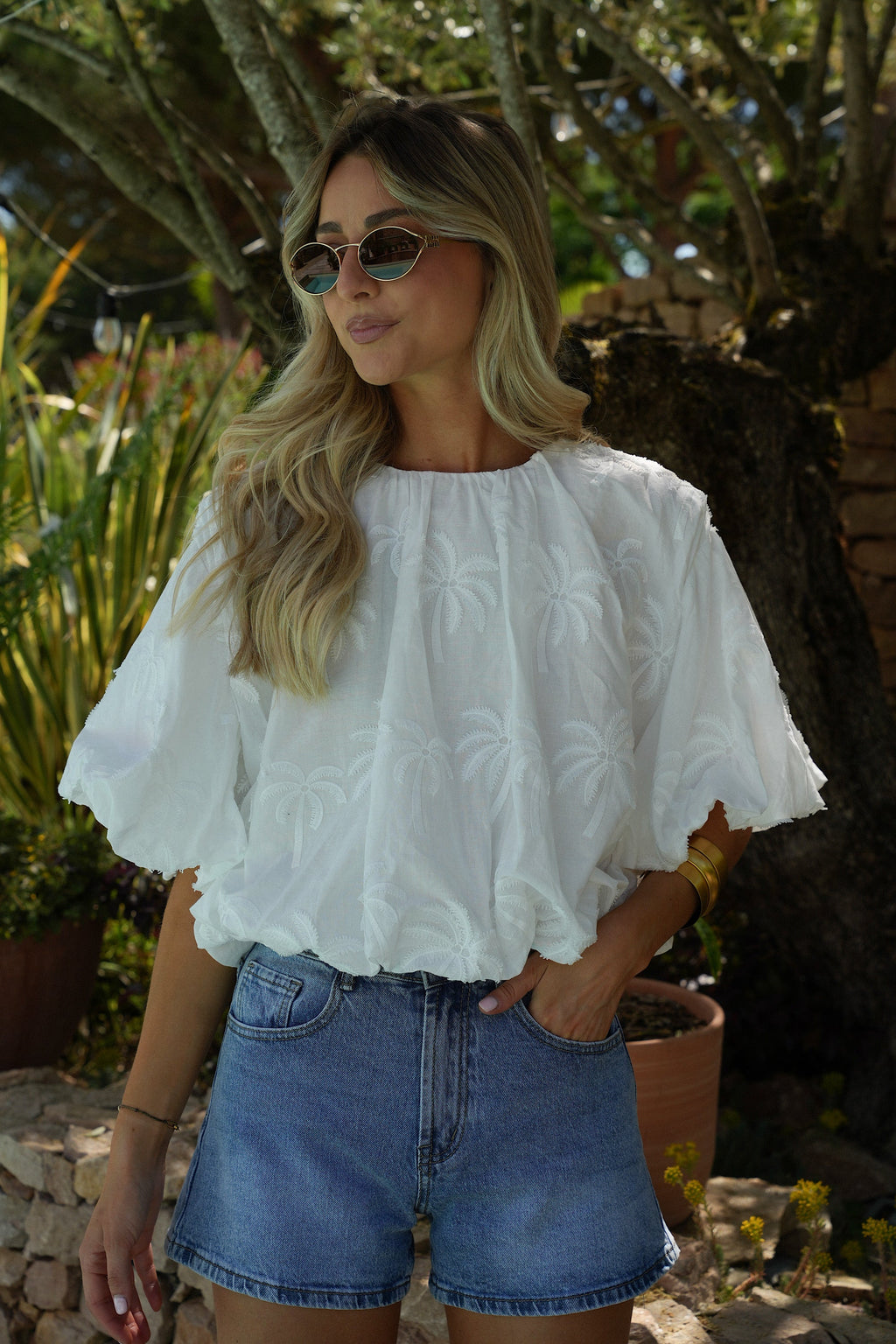 Blouse Brodée Naya - Blanche
