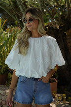 Blouse Brodée Naya - Blanche