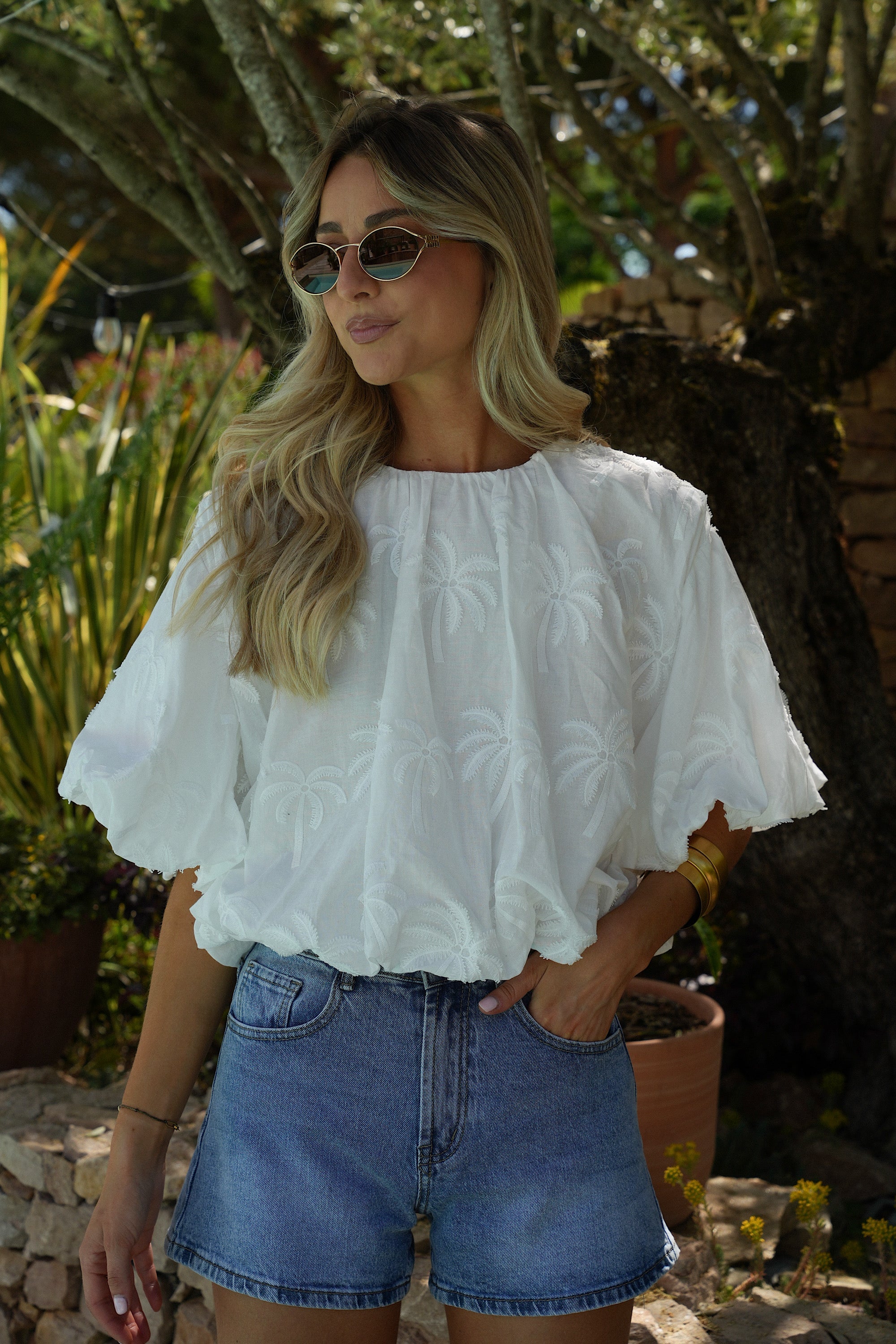 Blouse Brodée Naya - Blanche