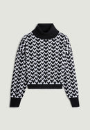 Pull Court Jacquard Col Roule - Noir - Femme