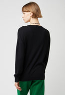 Pull Jacquard Col Rond - Noir - Femme