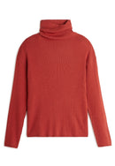 Pull Large Col Roule - Orange Rouille - Femme