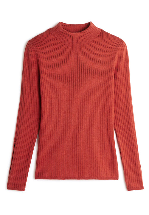 Pull Col Montant Ouvertures - Orange Rouille - Femme