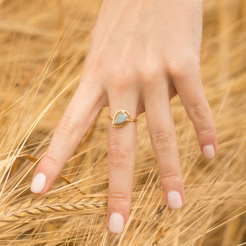 Jenny" Labradorite Ring - Gold Brass