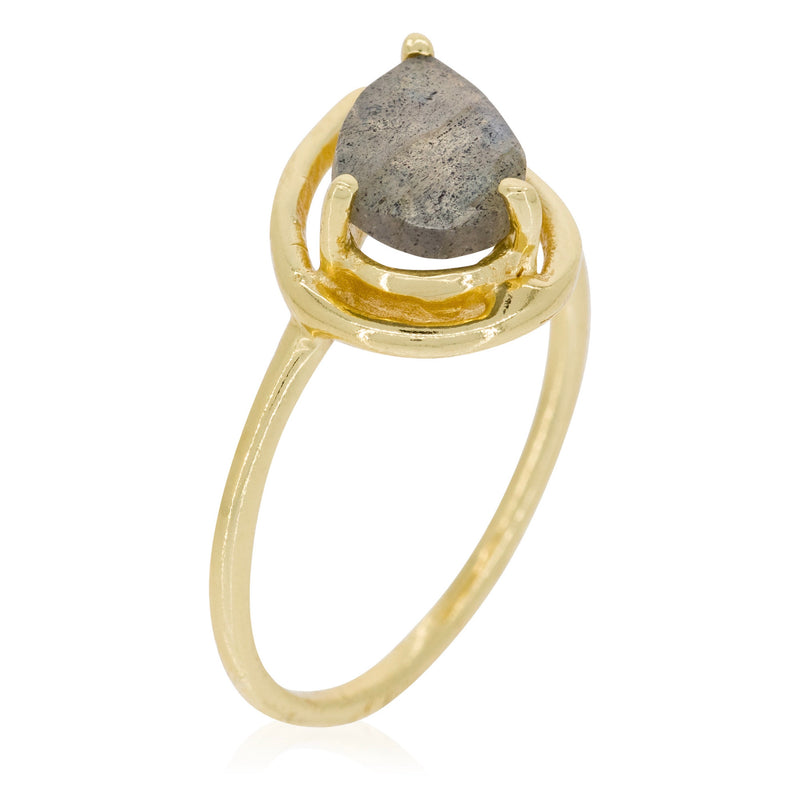 Jenny" Labradorite Ring - Gold Brass