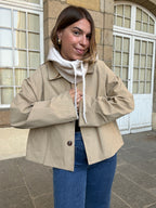 Beige wool and cashmere balaclava