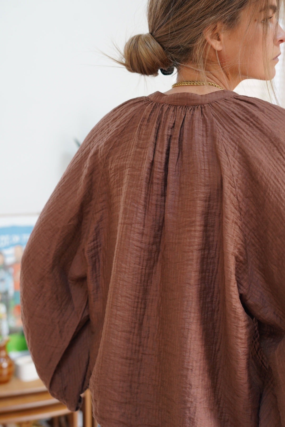 Pink Brown Fall Blouse