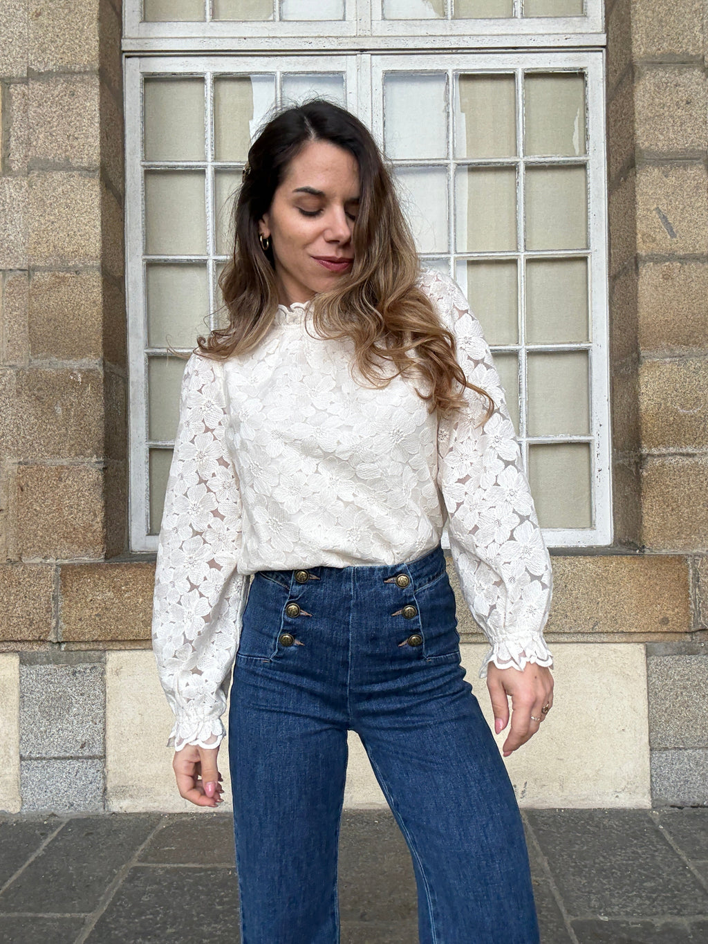 Alma Ecru Lace Blouse