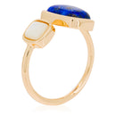 Adjustable Ring "Eva" Lapis & Nacre - Gold Brass