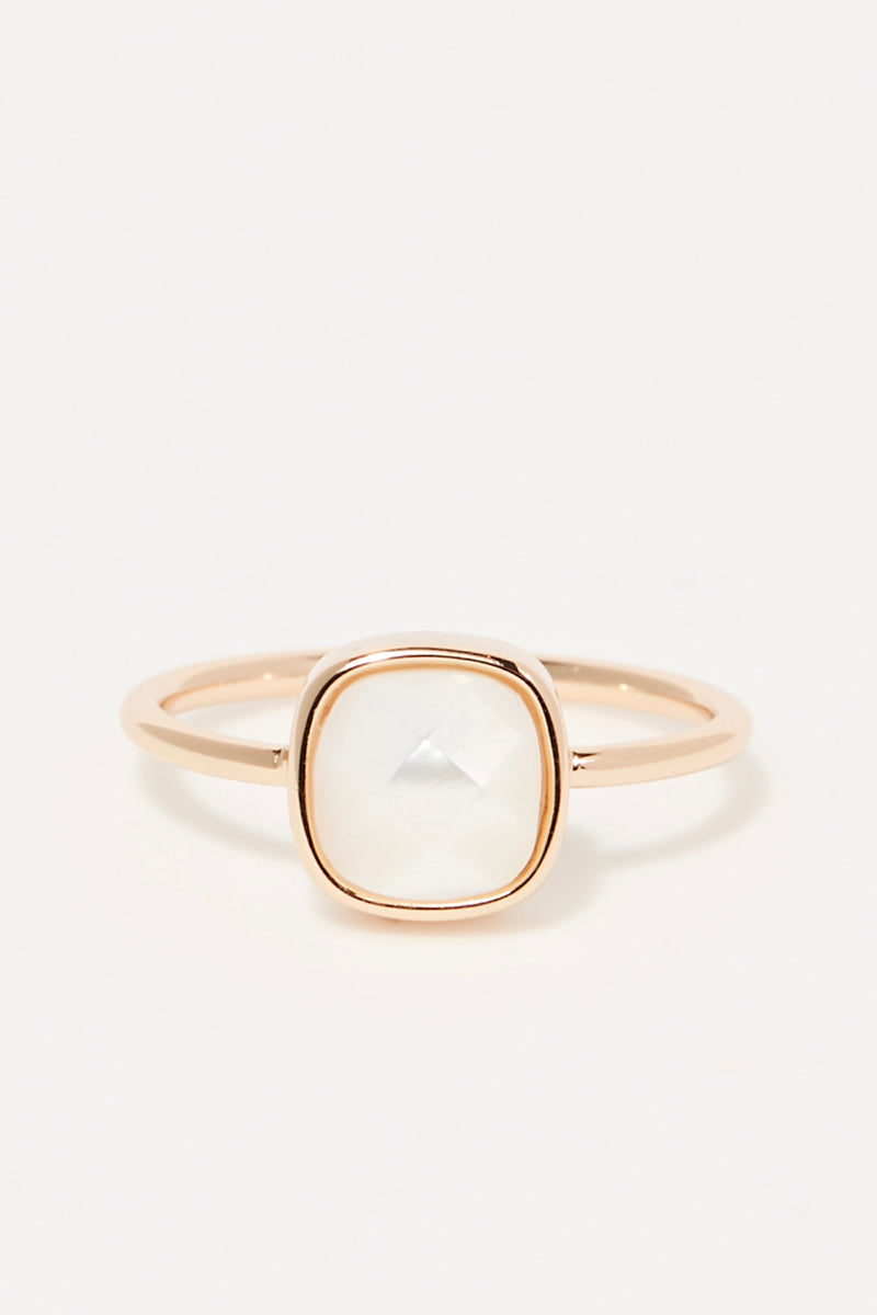 Bague "Adélie" Nacre - Laiton Doré