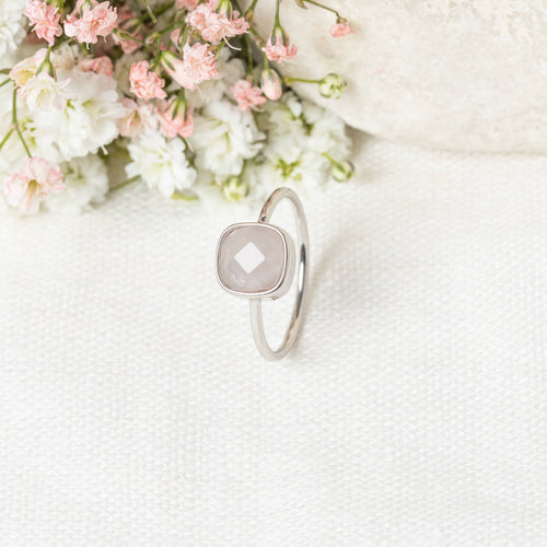 Bague "Ella" Quartz Rose - Laiton