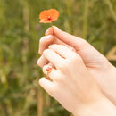 Anillo "Ella" Ágata roja - Latón dorado