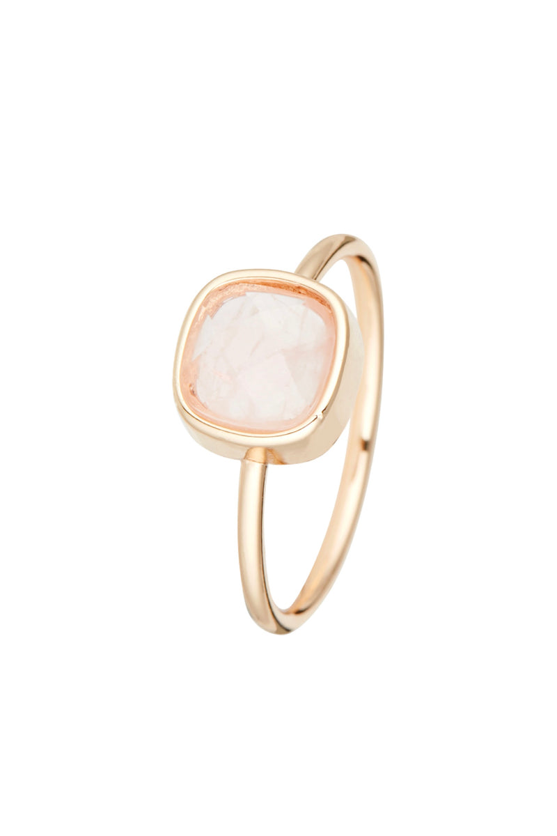 Ring "Ella" Rose Quartz - Gold Brass