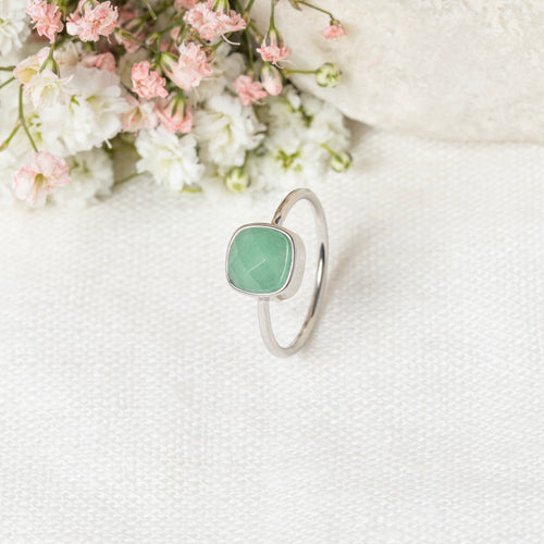 Ring "Ella" Green Amazonite - Brass