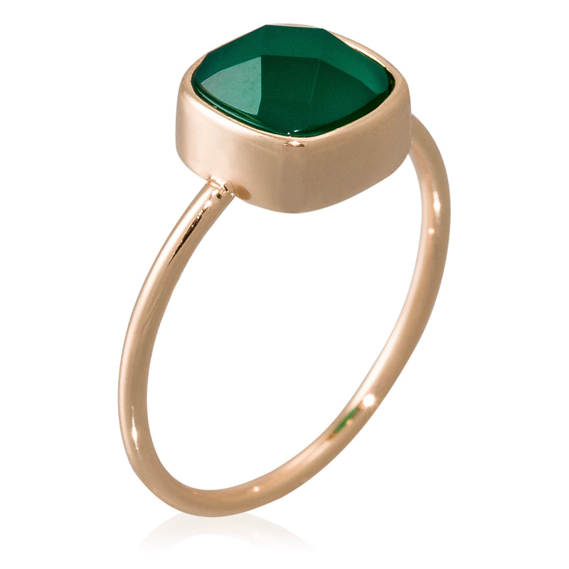 Ella" Ring Green Agate - Gold Brass