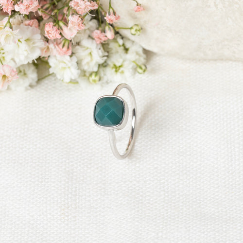 Ring "Ella" Green Agate - Brass