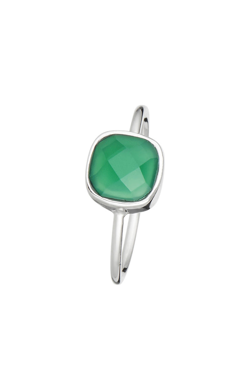 Anillo "Ella" Ágata Verde - Latón