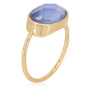 Bague "Lisa" Nacre Bleue - Laiton Doré