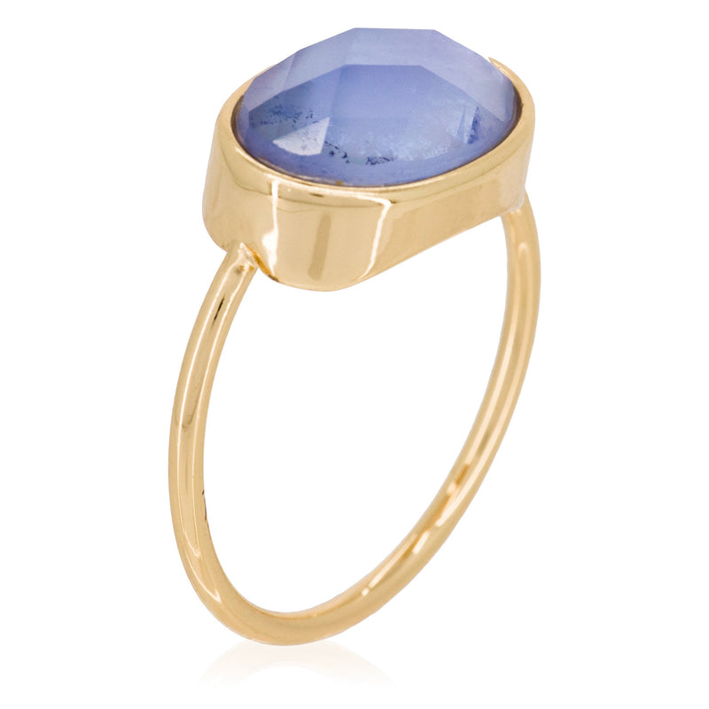 Bague "Lisa" Nacre Bleue - Laiton Doré