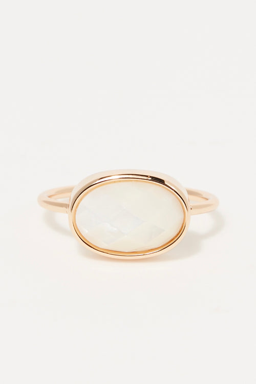 Bague "Albane" Nacre - Laiton Doré