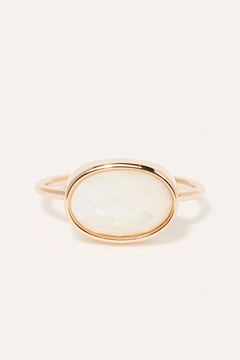 Bague "Albane" Nacre - Laiton Doré