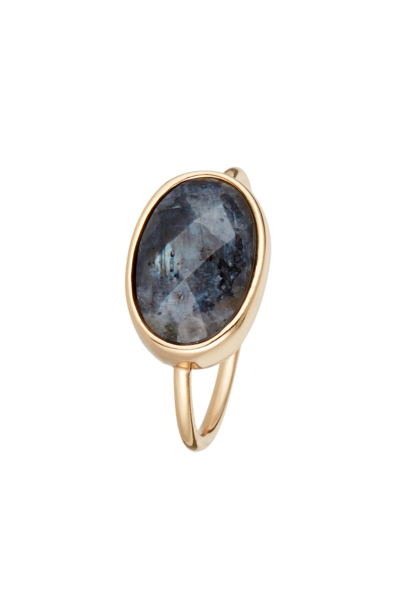 Lisa" Labradorite Ring - Gold Brass