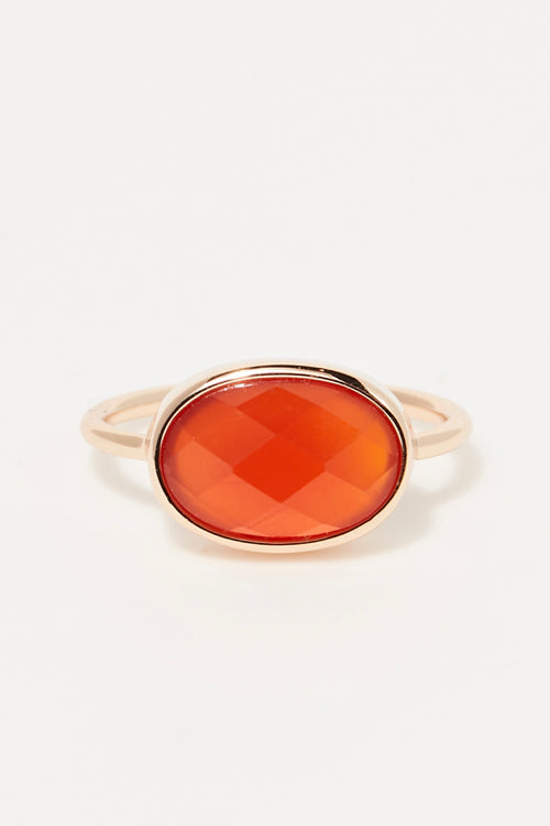 Ring Alessia Agate - Golden Brass