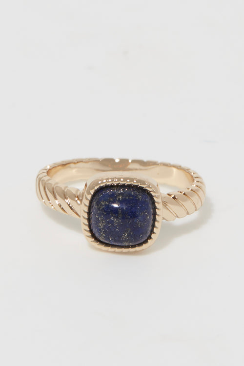 Bague "Pamela" Lapis - Laiton Doré