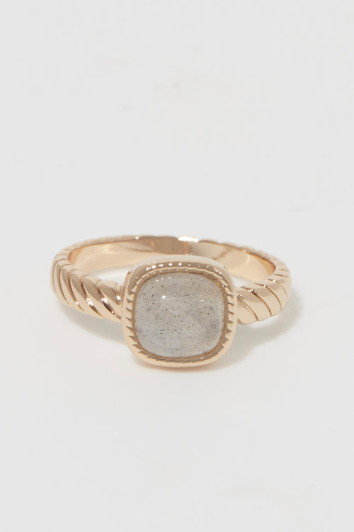 Ring "Pamela" Labradorite - Golden Brass