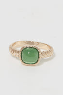 Bague "Pamela" Agate Verte - Laiton Doré