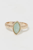 Bague "Paola" Amazonite - Laiton Doré