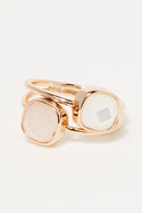 Ring Amaïa Rose Quartz & Mother of Pearl - Gold Brass